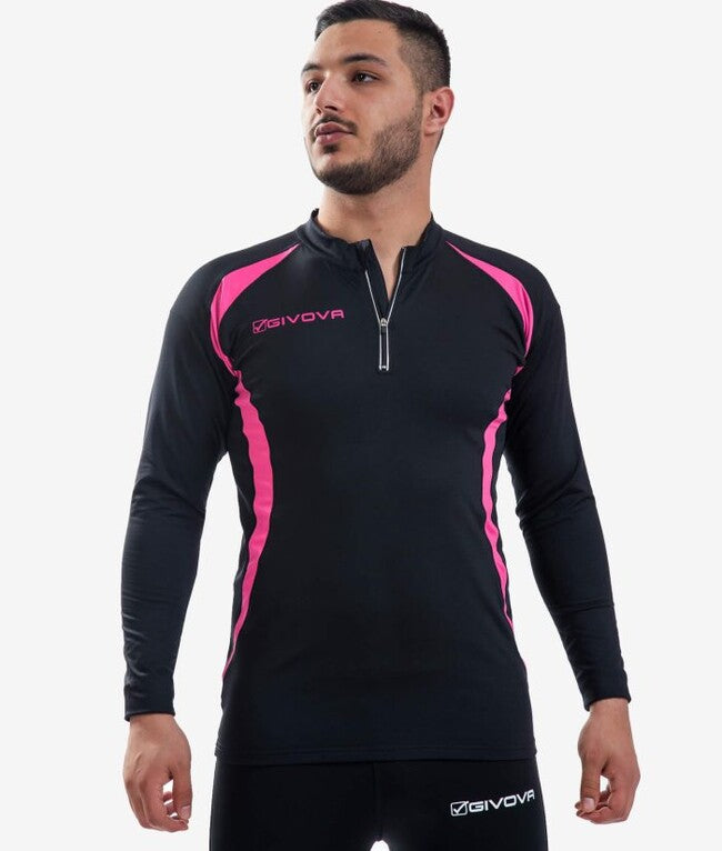 RUNNING LONG SHIRT NERO/FUXIA