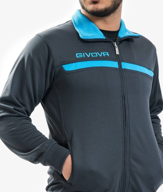TUTA GIVOVA ONE FULL ZIP POLARFLEECE GRIGIO SCURO/TURCHESE