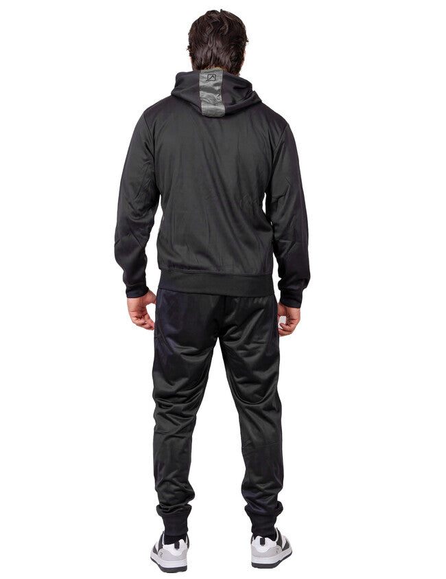 TUTA VISA MELANGE CON CAPPUCCIO POLARFLEECE NERO/GRIGIO SCURO MELANGE