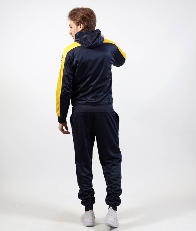 TUTA ROMA CON CAPPUCCIO POLARFLEECE BLU/GIALLO