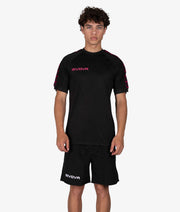 Majica T-SHIRT POLY BAND črna-fluorescentna živo rožnata