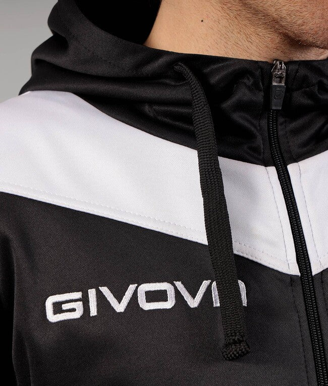 TUTA ROMA CON CAPPUCCIO POLARFLEECE NERO/BIANCO