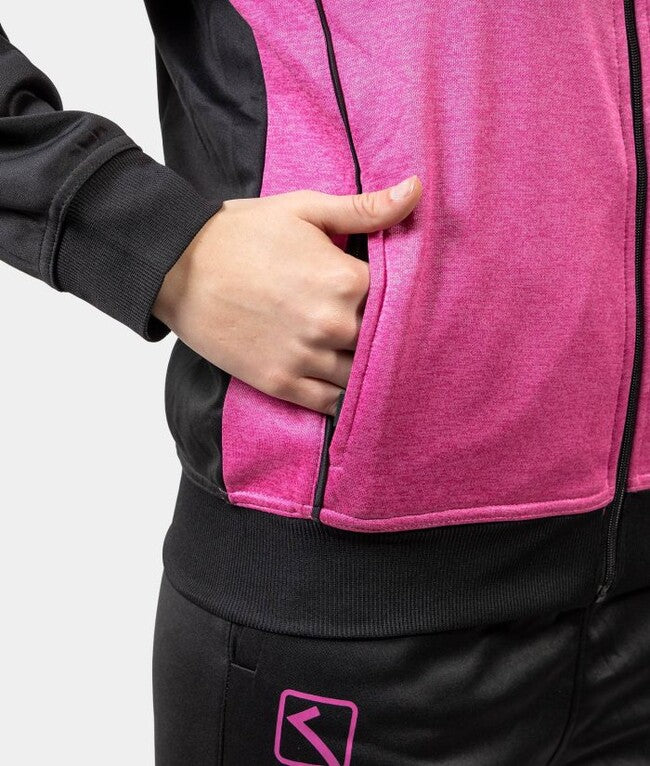 TUTA VISA MELANGE CON CAPPUCCIO POLARFLEECE ROSA FLUO/NERO