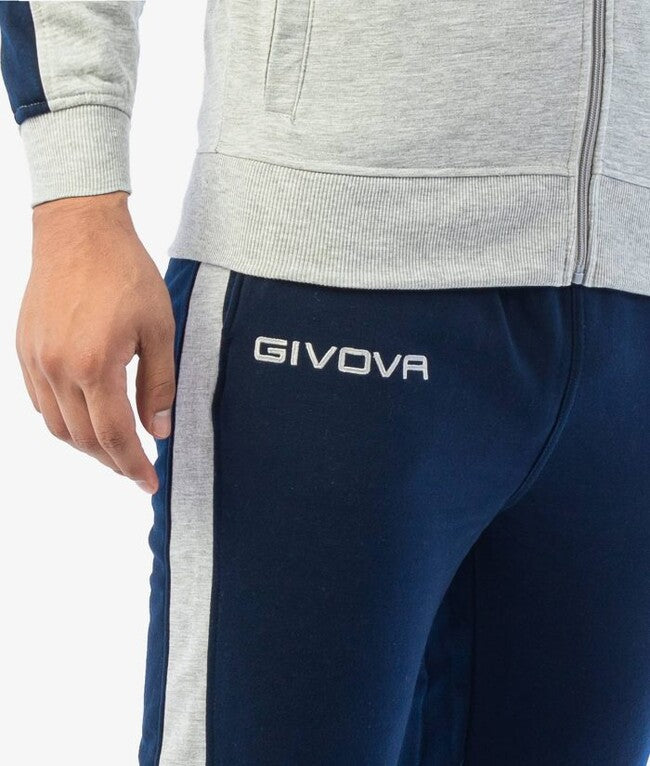 TUTA REVOLUTION FELPA GRIGIO  MELANGE CHIARO/BLU