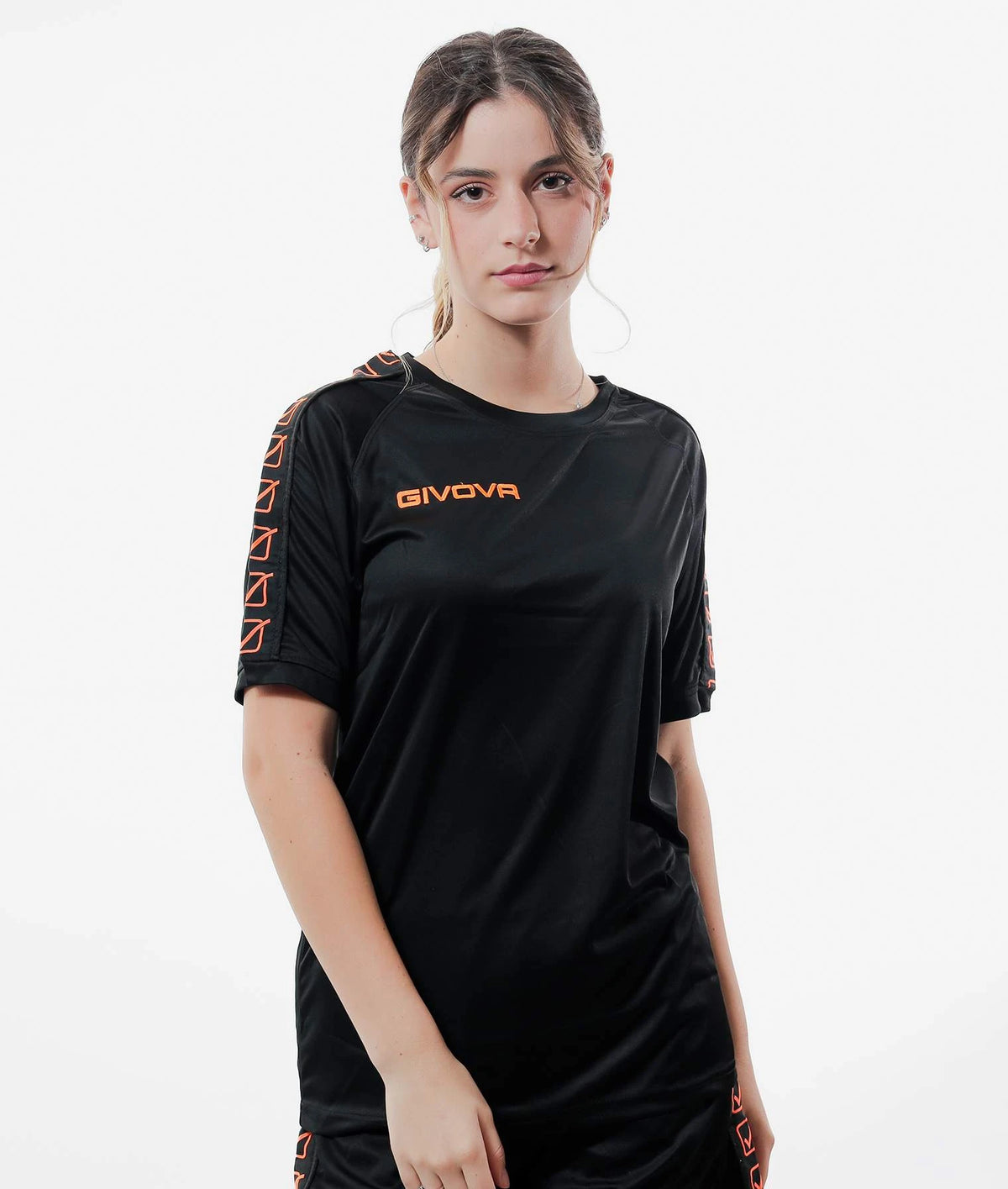 Majica T-SHIRT POLY BAND črna-fluo oranžna