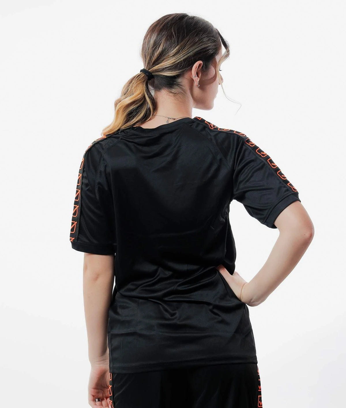 Majica T-SHIRT POLY BAND črna-fluo oranžna