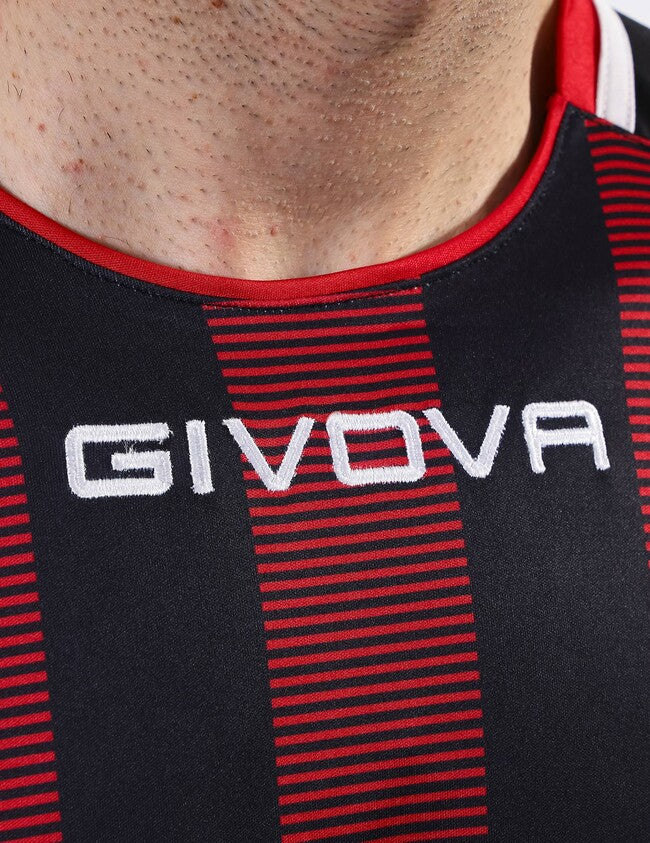 SHIRT TRATTO INTERLOCK NERO/ROSSO