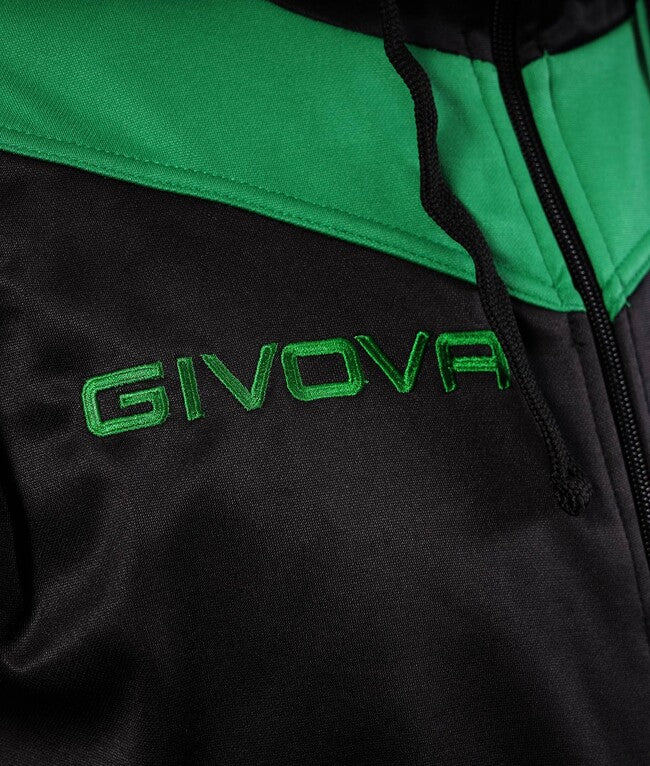 TUTA ROMA CON CAPPUCCIO POLARFLEECE NERO/VERDE