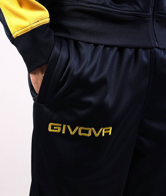 TUTA ROMA CON CAPPUCCIO POLARFLEECE BLU/GIALLO