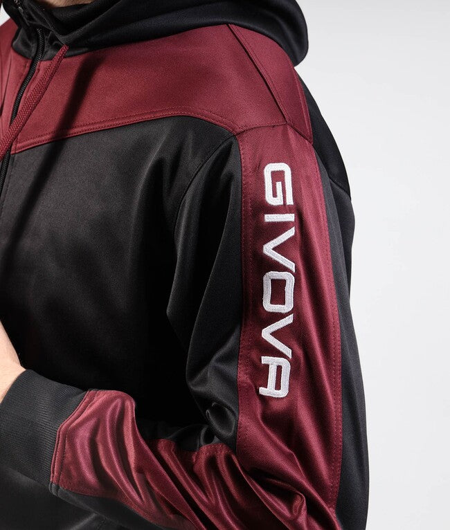TUTA ROMA CON CAPPUCCIO POLARFLEECE NERO/GRANATA