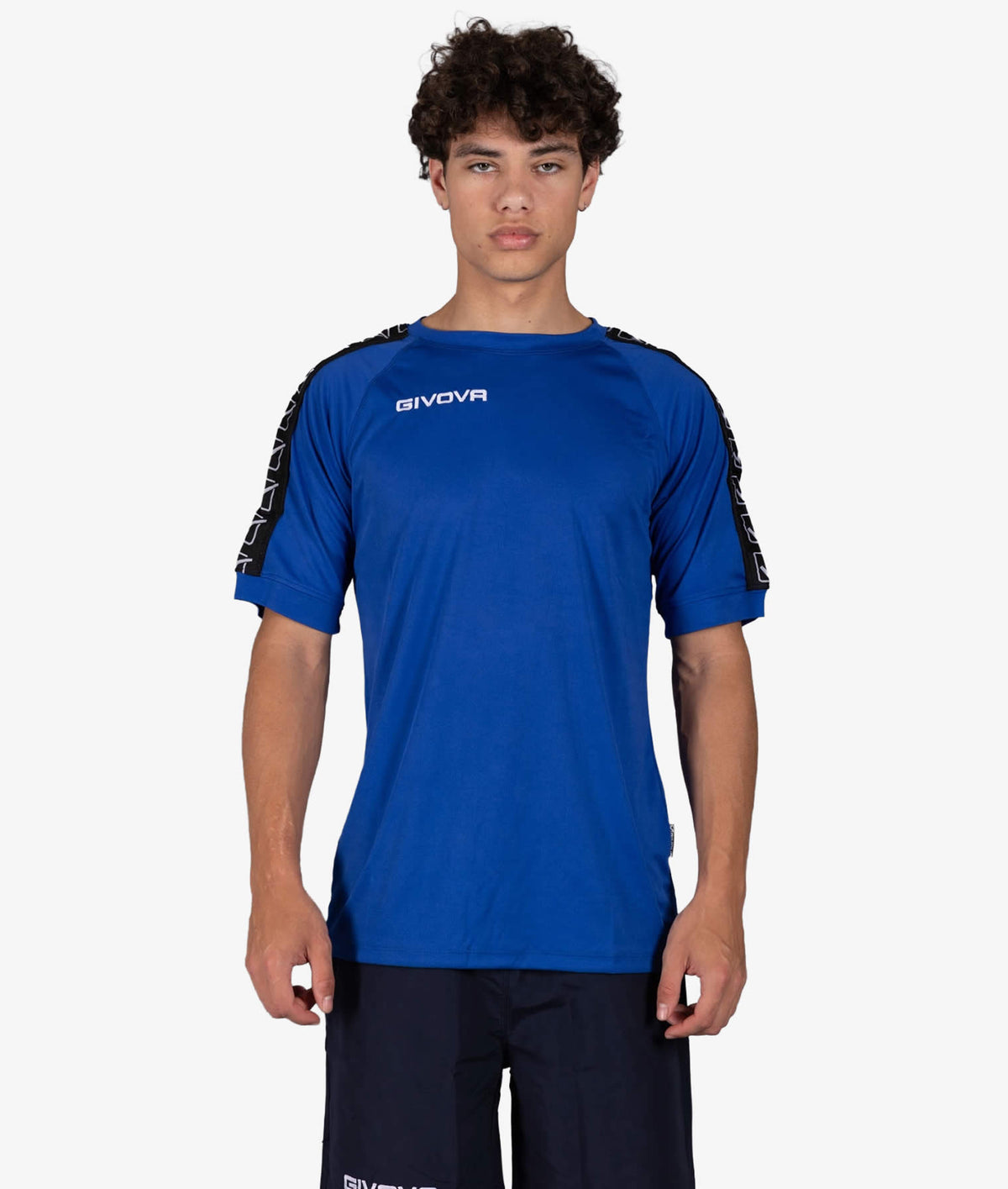 Majica T-SHIRT POLY BAND sinje modra-bela