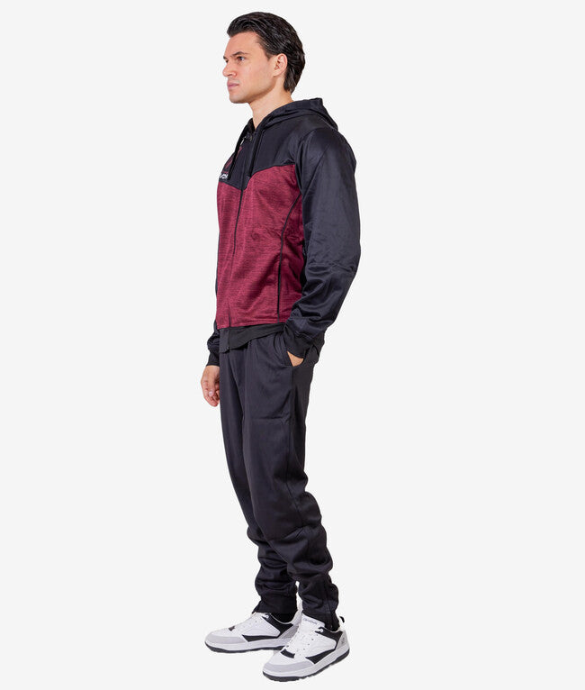 TUTA VISA MELANGE CON CAPPUCCIO POLARFLEECE GRANATA/NERO