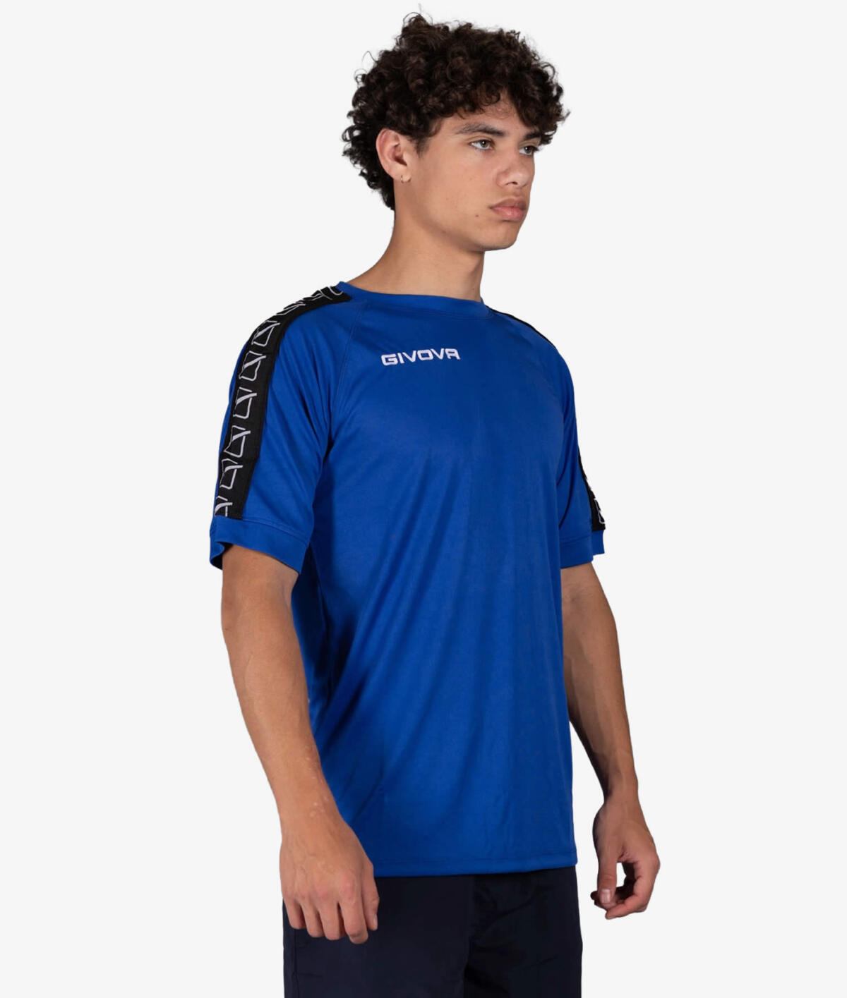 Majica T-SHIRT POLY BAND sinje modra-bela