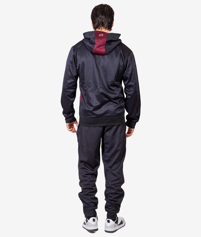 TUTA VISA MELANGE CON CAPPUCCIO POLARFLEECE GRANATA/NERO