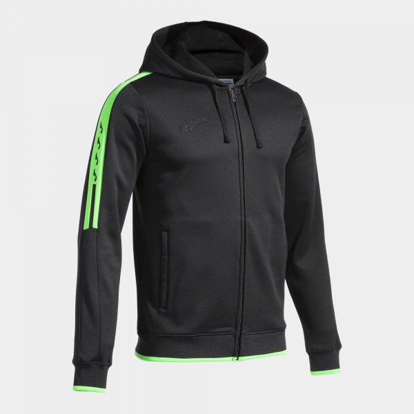 Zgornji del s kapuco OLIMPIADA ZIP-UP HOODIE črno fluo zelena
