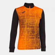 Ženska tekaški zgornji del SWEATSHIRT ELITE VIII črno oranžna