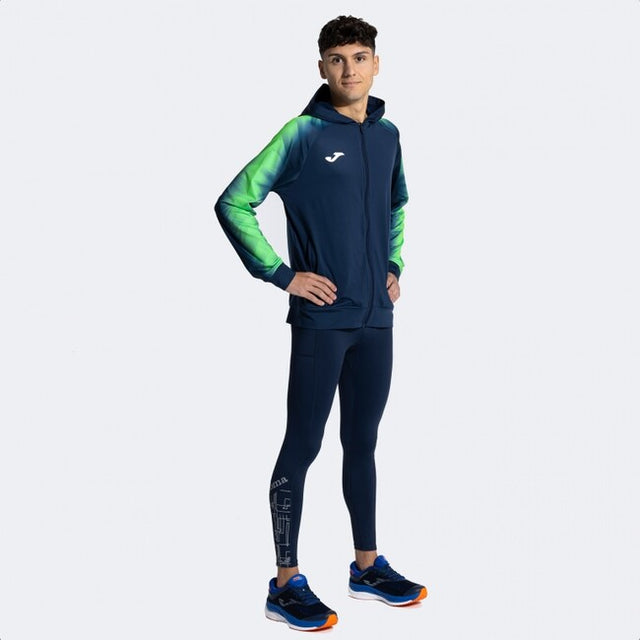 Zgornji del s kapuco ELITE XI ZIP-UP HOODIE mornarsko modra fluorescentno zelena