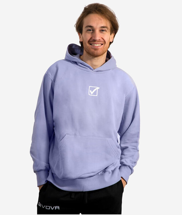 Zgornji del s kapuco FELPA CON CAPPUCCIO CUBE modra french terry-lila