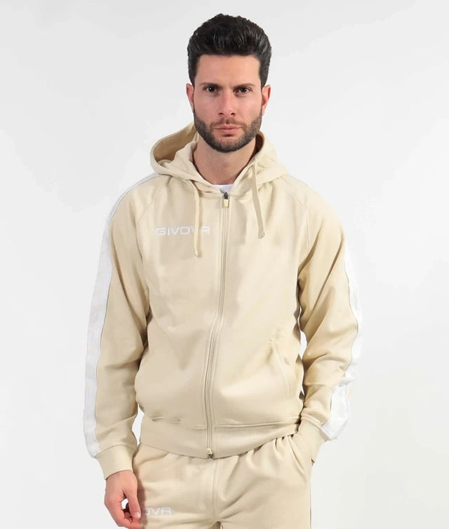 Zgornji del s kapuco FELPA CON CAPPUCCIO TERRY BAND peščena