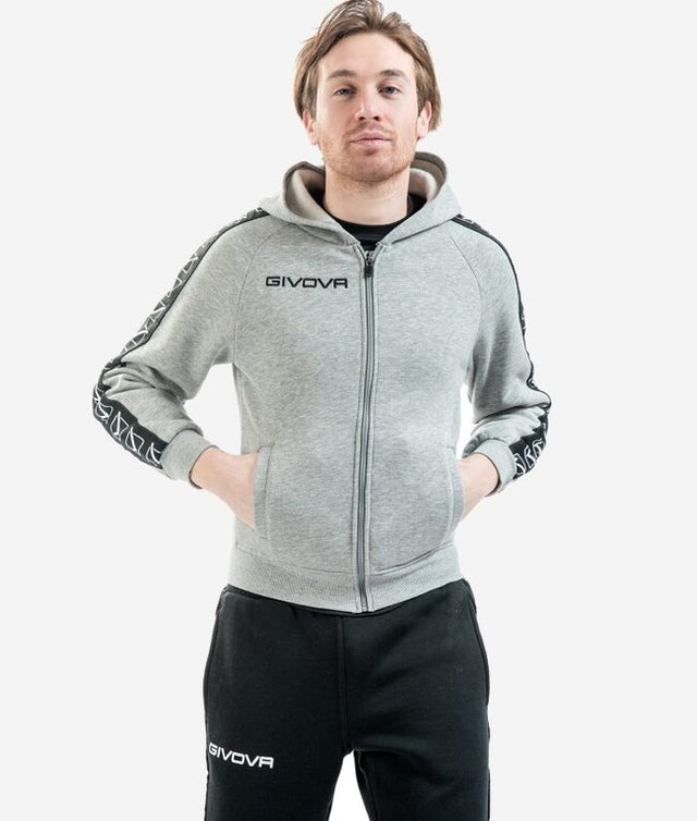Zgornji del FELPA FULL ZIP BAND svetlo melanž siva