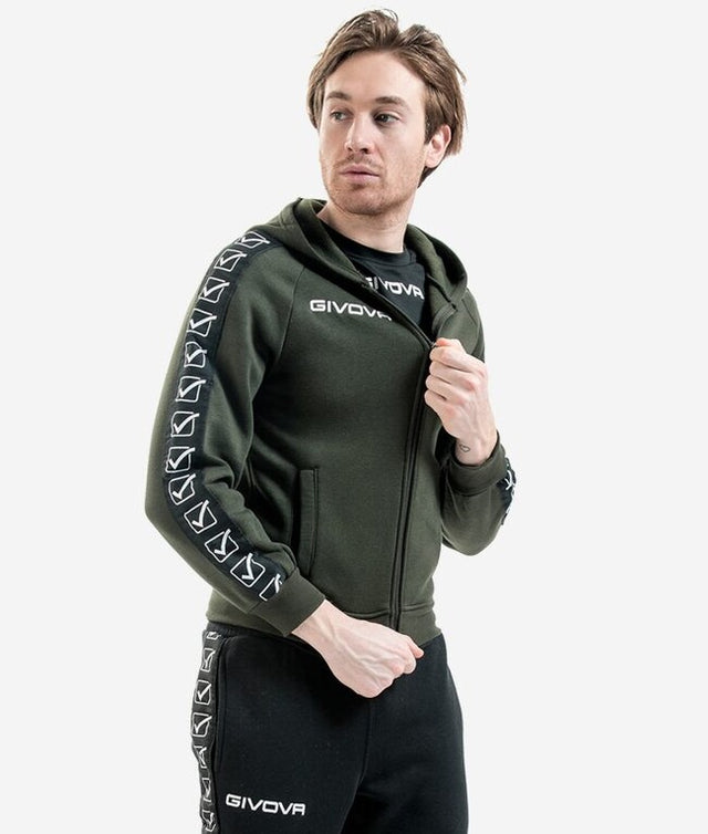 Zgornji del FELPA FULL ZIP BAND vojaško zelena