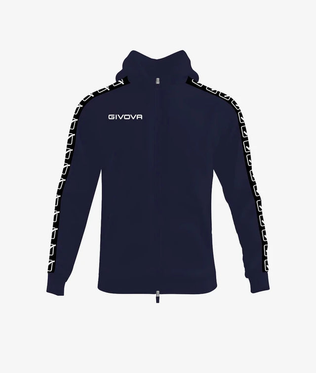 Zgornji del s kapuco FELPA FULL ZIP CON CAPPUCCIO TERRY BAND modra-črna