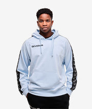 Zgornji del s kapuco FELPA FULL ZIP CON CAPPUCCIO TERRY BAND svetlo modra-siva