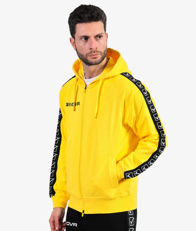 Zgornji del s kapuco FELPA FULL ZIP CON CAPPUCCIO TERRY BAND rumena