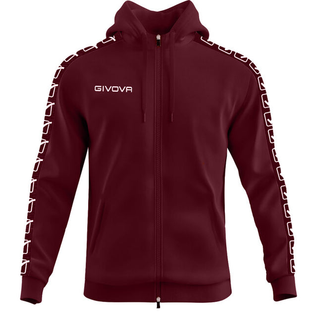Zgornji del s kapuco FELPA FULL ZIP CON CAPPUCCIO TERRY BAND granatno rdeča - temno rdeča