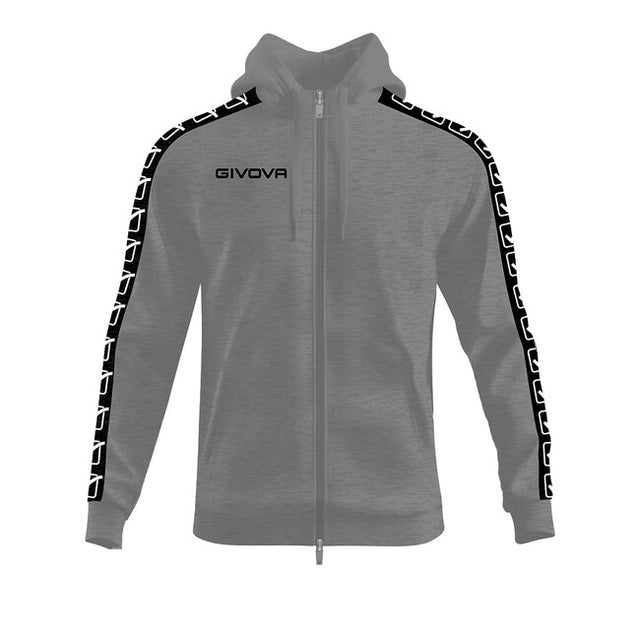 Zgornji del s kapuco FELPA FULL ZIP CON CAPPUCCIO TERRY BAND siva