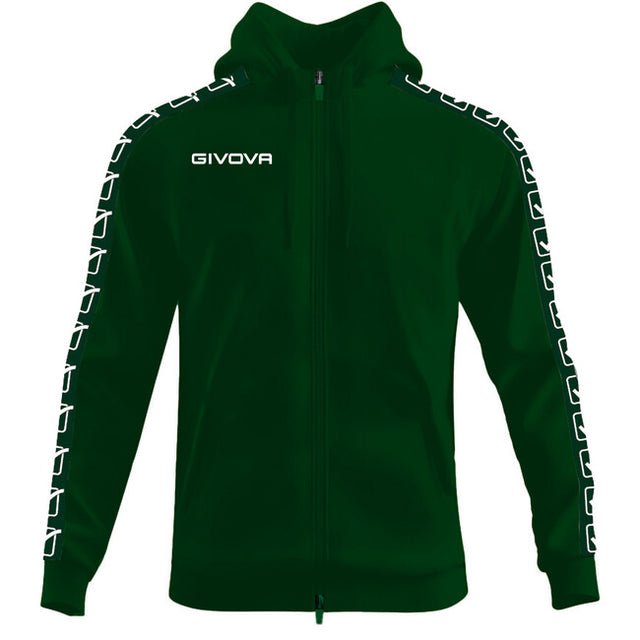 Zgornji del s kapuco FELPA FULL ZIP CON CAPPUCCIO TERRY BAND gozdno zelena