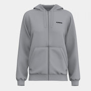 Ženski zgornji del s kapuco ZIP-UP HOODIE siva fluorescentno oranžna