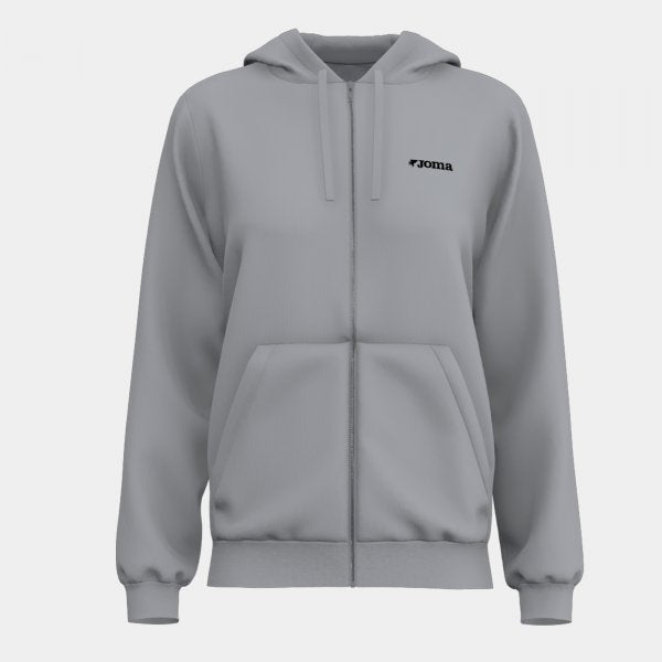 Ženski zgornji del s kapuco ZIP-UP HOODIE siva fluorescentno oranžna