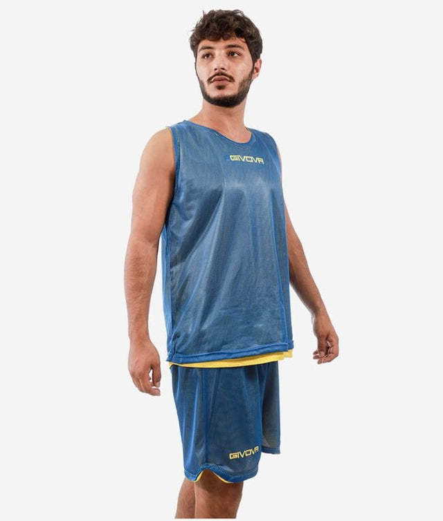 Košarkarski komplet KIT DOUBLE rumena-cian modra