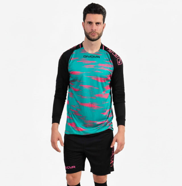 Vratarski dres KIT PORTIERE DIFESA kerozin zelena-fluo roza
