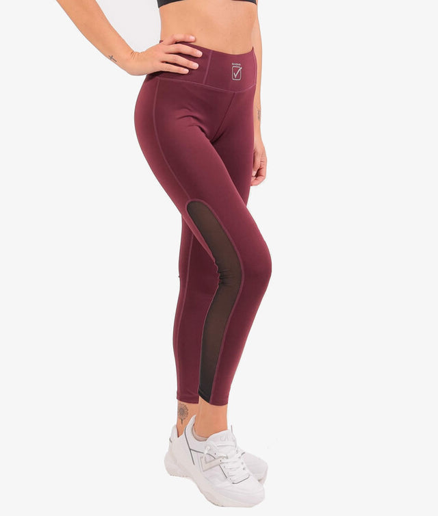Tekaške hlače LEGGINGS MOON črna-češnjevo rdeča