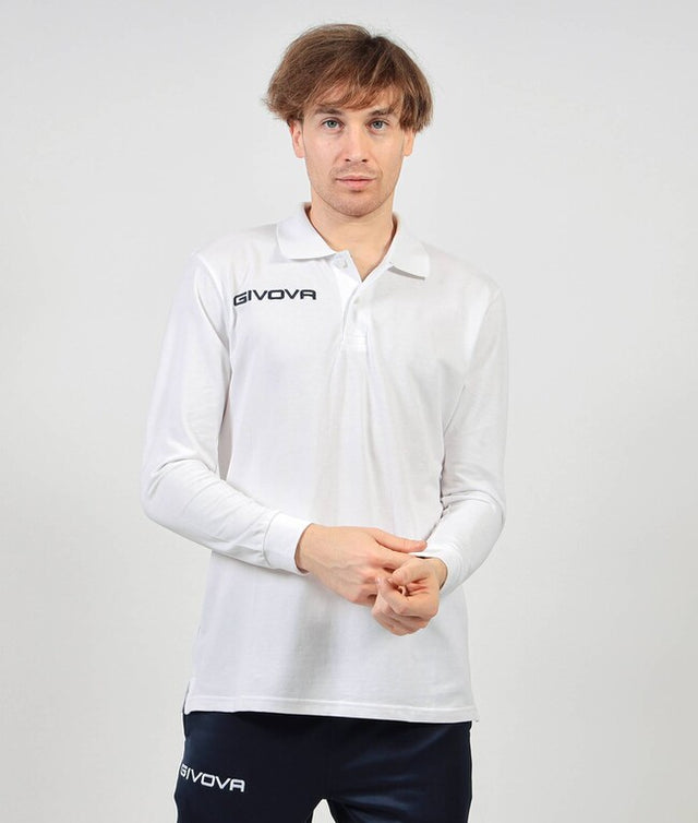 Polo majica z dolgimi rokavi POLO COTONE PIQUET WINTER bela