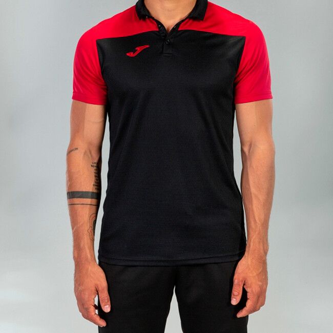 COMBI POLO SHIRT BLACK-RED S/S BLACK-RED