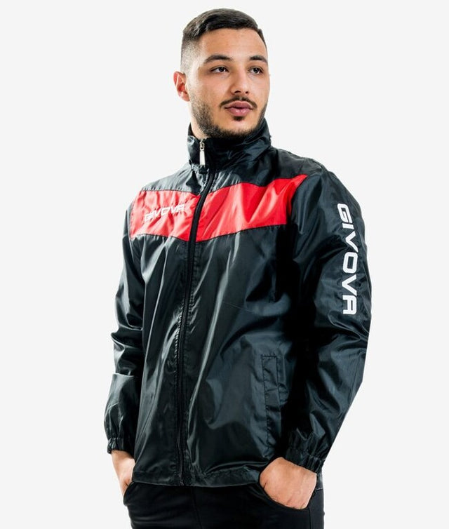 Jakna RAIN SCUDO CON MESH črna-rdeča