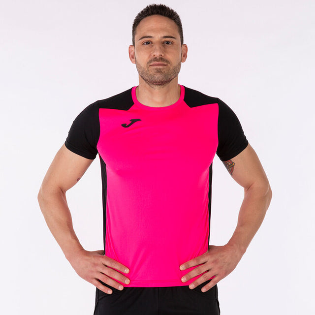 Tekaška majica T-SHIRT RECORD II SHORT SLEEVE fluo roza črna