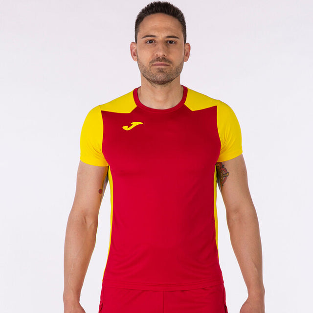 Tekaška majica T-SHIRT RECORD II SHORT SLEEVE rdeča rumena