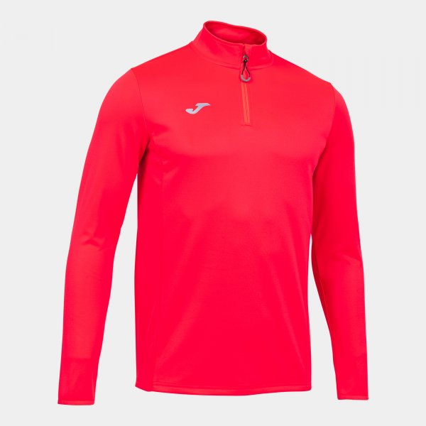 Tekaški zgornji del SWEATSHIRT RUNNING NIGHT fluorescentno koralna rdeča