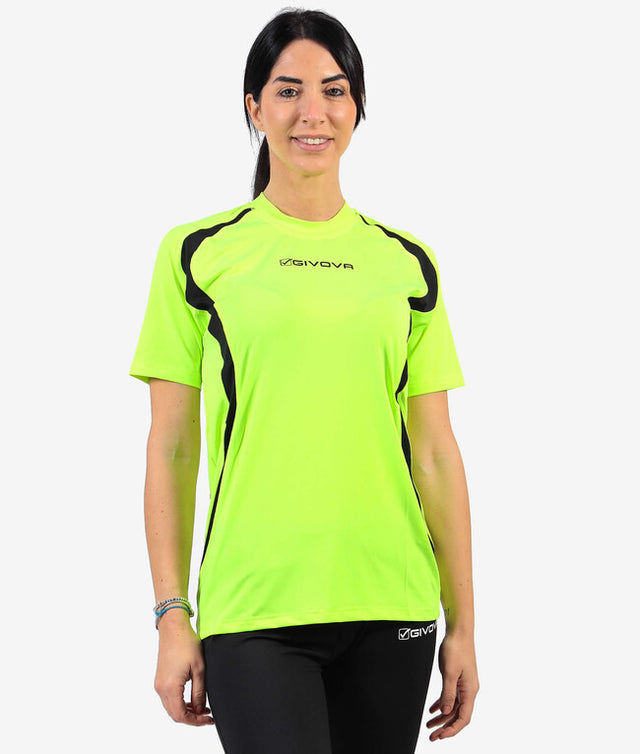 Majica RUNNING SHIRT fluo rumena-črna