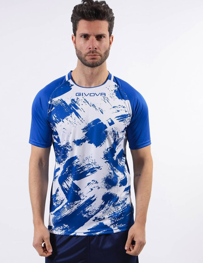 SHIRT ART INTERLOCK M/C AZZURRO/BIANCO