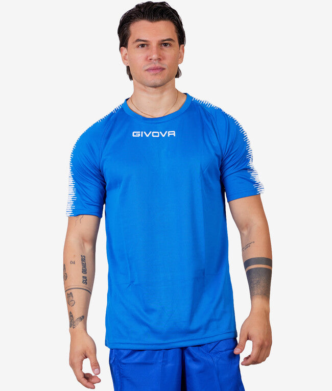 SHIRT CLUB IN MESH AZZURRO/BIANCO