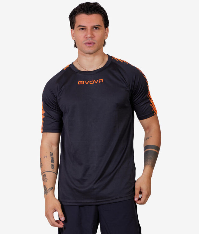 Dres / majica SHIRT CLUB črna-fluo oranžna