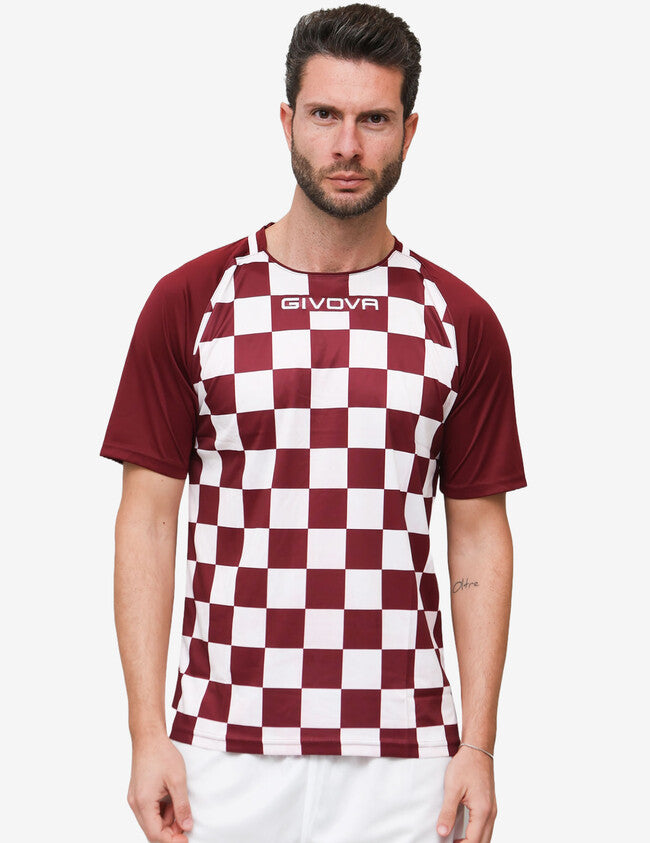 SHIRT DAMA INTERLOCK GRANATA/BIANCO