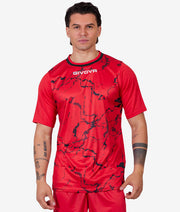 SHIRT GRAFITE INTERLOCK ROSSO/NERO