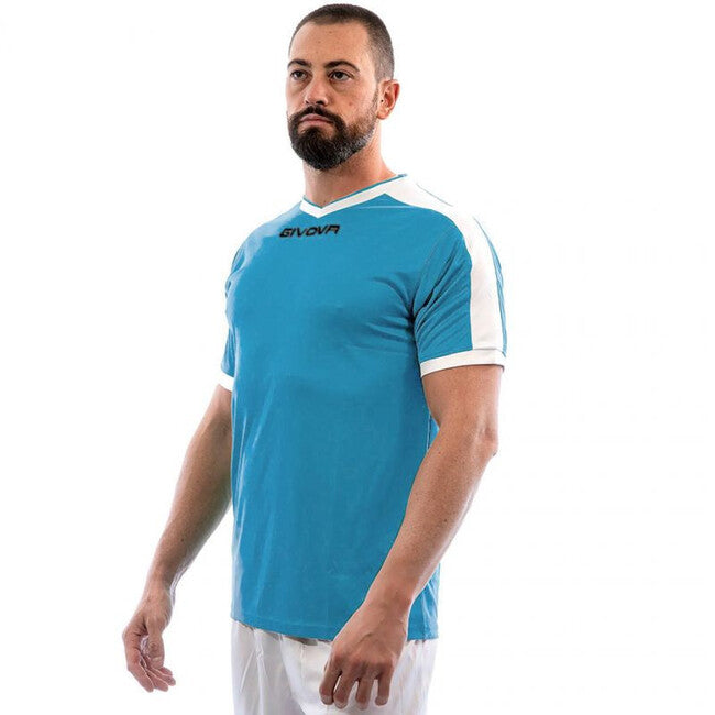 SHIRT REVOLUTION INTERLOCK CELESTE/BIANCO