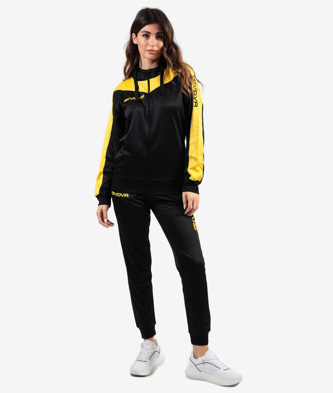 TUTA ROMA CON CAPPUCCIO POLARFLEECE NERO/GIALLO